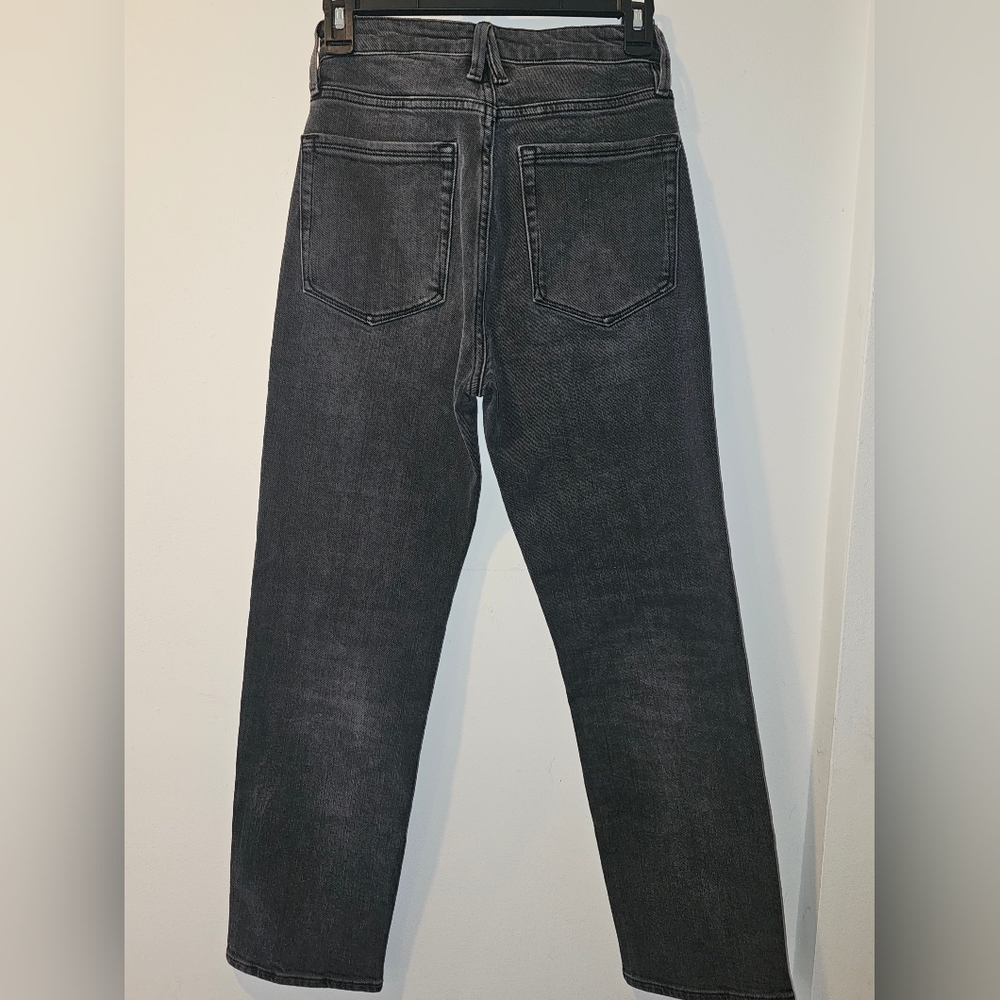 Good American Black Wash Straight Jeans Size 4 / 27 High Rise Denim - Picture 2 of 7